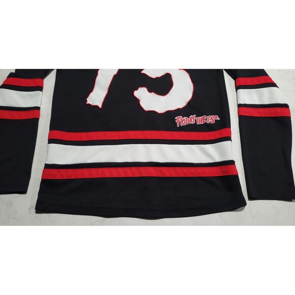 Friday The 13th Jason Voorhees Bloody Hockey Jersey Black Red White EUC Horror - Picture 8 of 12